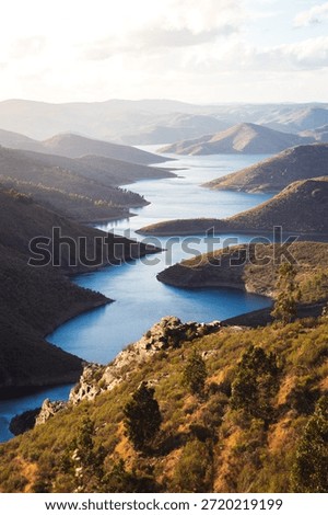 Sunset viewpoint of a zigzag river