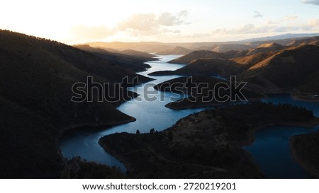 Sunset viewpoint of a zigzag river