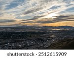 Sunset views of the Salt Lake Valley and Wasatch Range from Ensign Peak, Utah.