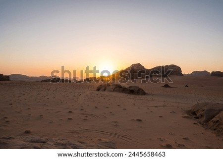 Sunset in the Wadi Rum desert, Jordan