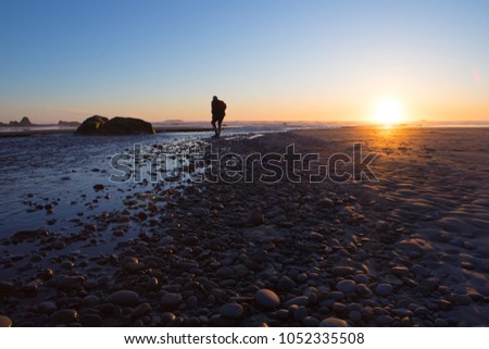 Similar – Image, Stock Photo Man with pipe in midnight sun at the fjord