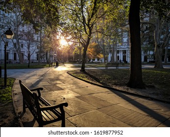 Sunset At Washington Square Park, Philadelphia 