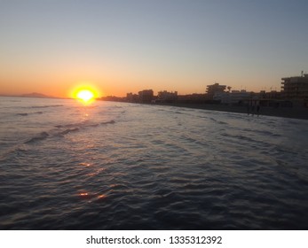 sunset with waves