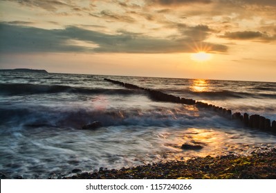 Sunset and Waves on Rügen