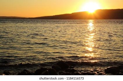 A sunset at Wemyss Bay in the Firth of Clyde, Renfrewshire, Scotland.