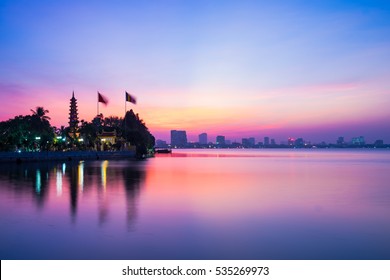 Sunset West Lake In Hanoi City