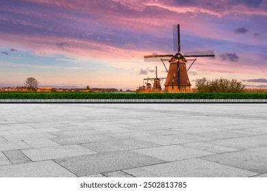 sunset windmill outdoor road landscape - Powered by Shutterstock