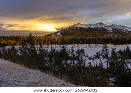 Sunset in the winter mountains