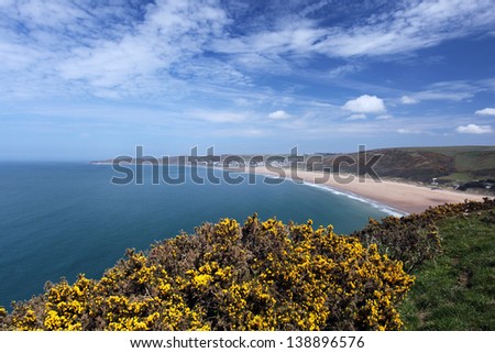 Sunset Woolacombe Beach in North Devon South West England United kingdom
