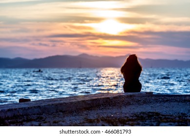 Sunset In Zadar Beach In Croatia