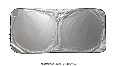 Sunshade silver colour, silver sunshade plain for mockup sunshade design, empty sunshade in silver colour, car shade blank - Shutterstock ID 2188709567