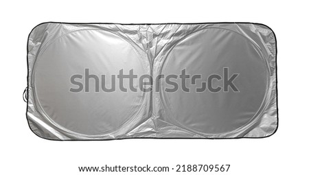 Sunshade silver colour, silver sunshade plain for mockup sunshade design, empty sunshade in silver colour, car shade blank
