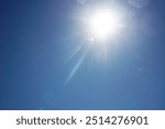 Sunshine lens flare. Light blue heaven shining light religious image background. glitter white light sky empty blank horizontal backdrop with abstract sunburst pattern and a lightning effect.