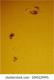 Sunspots On Sun Photosphere
