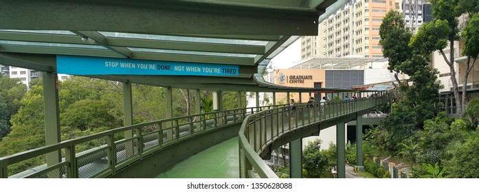 Sunway, Kuala Lumpur /Malaysia - February 28, 2018: Link Bridge From Sunway University To Sunway Pyramid Shopping Mall. The 10 Minutes Of Walk On The Bridge Gives A Scenic Experience To Visitors.