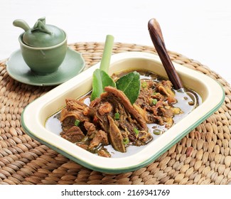 Sup Konro Buntut, Typical Makassar, Indonesian Black Beef Rib Soup, Topping With Fried Shallot