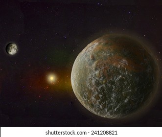 Super Big Earth With Moon