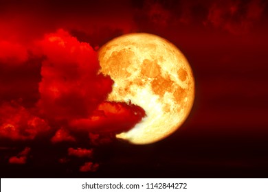 super blood moon back red cloud on red night sky, Elements of this image furnished by NASA