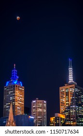 Super Blue Blood Moon Over Melbourne City Scape