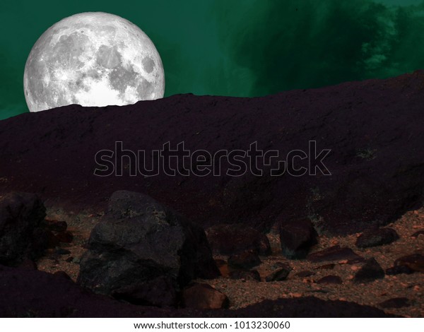 super blue full moon back on mountain, Elements\
of this image furnished by\
NASA