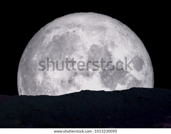 super blue moon back middle on mountain, Elements\
of this image furnished by\
NASA