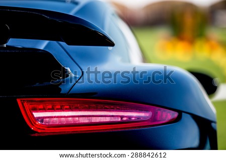 Super Car back view, shallow depth of field