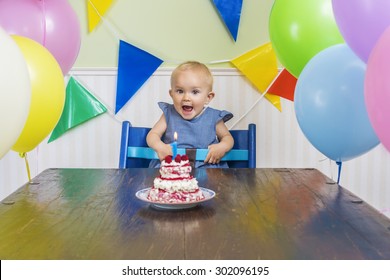 Super Cute Baby Blowing Her First Birthday Candle