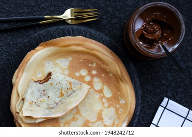 Super Delicious Crêpe Filled With Condensed Milk, Bitten