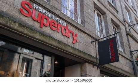 Super dry logo, Saint Malo, France  it's a famous brand store front facade of the clothes shop