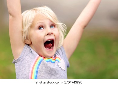 Super Happy Excited Little Girl Child Stock Photo 1704943990 | Shutterstock