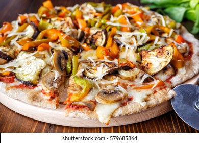 Super Healthy  Whole Wheat Roasted Vegetable And Mushroom Pizza