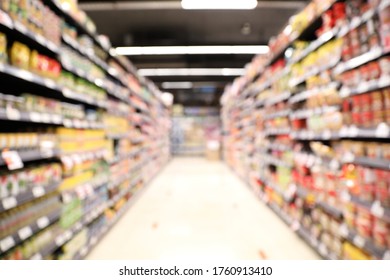 Super Market In Blur Background In New Normal Social Distancing