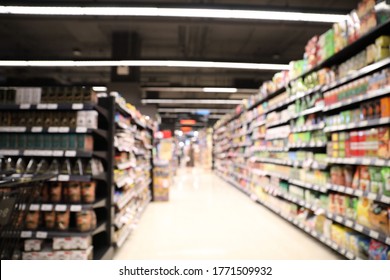 Super Market In Blur Background In New Normal Social Distancing