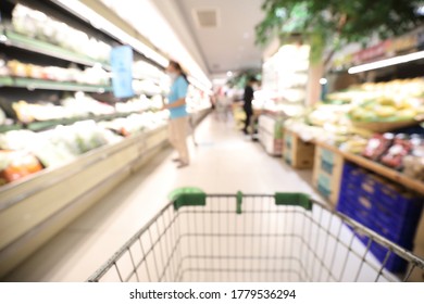 Super Market In Blur Background In New Normal Social Distancing