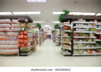 Super Market In Blur Background In New Normal Social Distancing