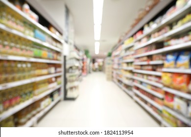 Super Market In Blur Background In New Normal Social Distancing