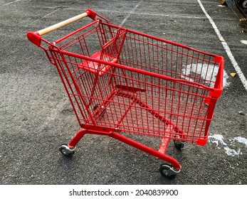 Super Market Shopping Trolley In The Car Park