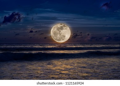 Super Moon At The Beach ,nature Concept