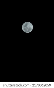 A Super Moon In The Dark Sky. Bright Moon. Nature.