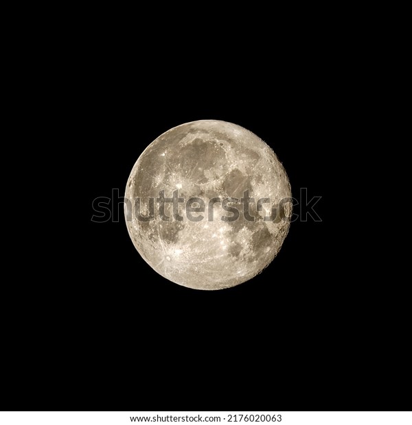 Super moon on black background. Full moon
background isolated on black, detailed
image