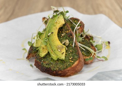 Super Pesto toast topped with watercress will start any day with a nutrional boost.