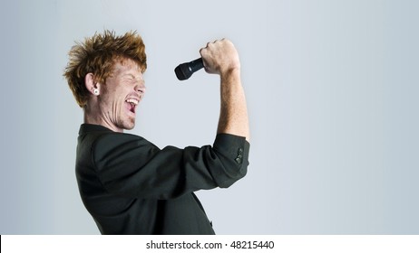 Super Rock Star Lead Singer Belts Out A High Note