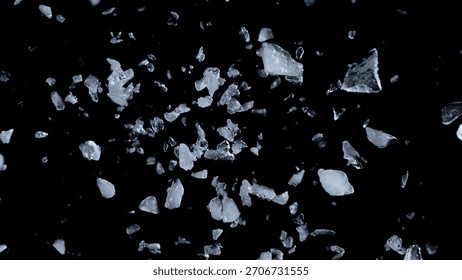 Super Slow Motion of Exploding Ice Shards , Close-up