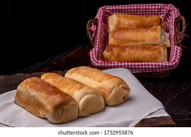 Super Soft And Chewy Hoagie Bread Rolls. Brioche - Brazilian Snack With Cheese And Ham