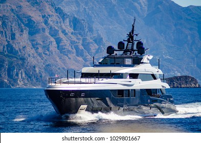 Super Yacht Underway Near Amalfi Coast