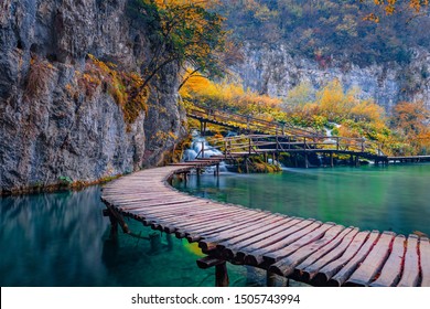 Superb evening view of pure water waterfall in Plitvice National Park. Spectacular autumn scene in Croatia, Europe. Beauty of nature concept background. - Powered by Shutterstock