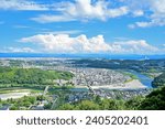 Superb view of Iwakuni city from mountaintop station of ropeway,Yamaguchi prefecture, Japan