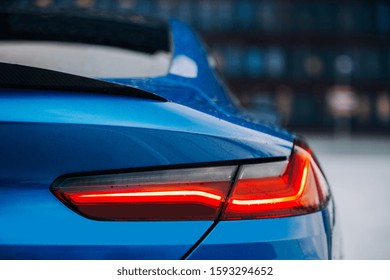 Supercar led taillight lamp and carbon spoiler. Sport cat tail with modern brake light 