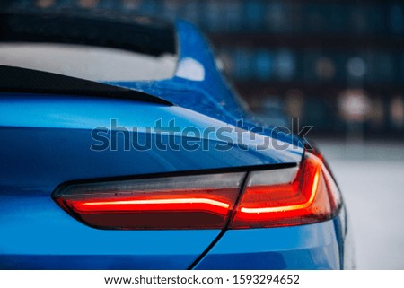 Supercar led taillight lamp and carbon spoiler. Sport cat tail with modern brake light 