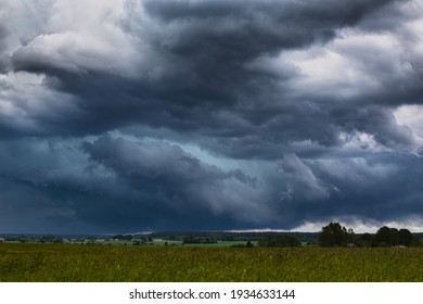 Supercell Storm Clouds With Hail And Intence Winds